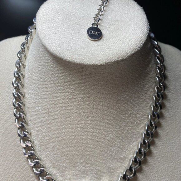 Authentic Christian Dior Vintage Chain Necklace CD Logo Heavy Statement 17” - Picture 6 of 12